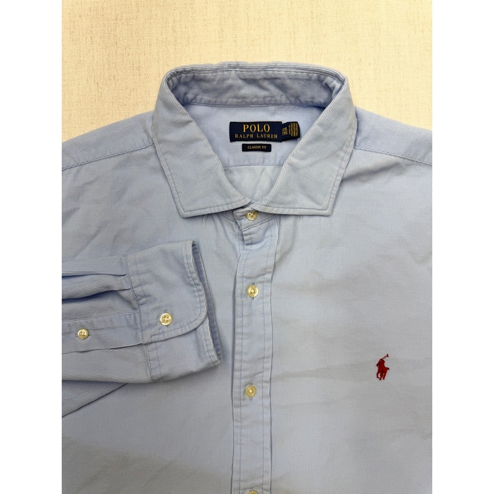 Polo Ralph Lauren Mens XXL Classic Fit Blue Corduroy Long Sleeve Button Down